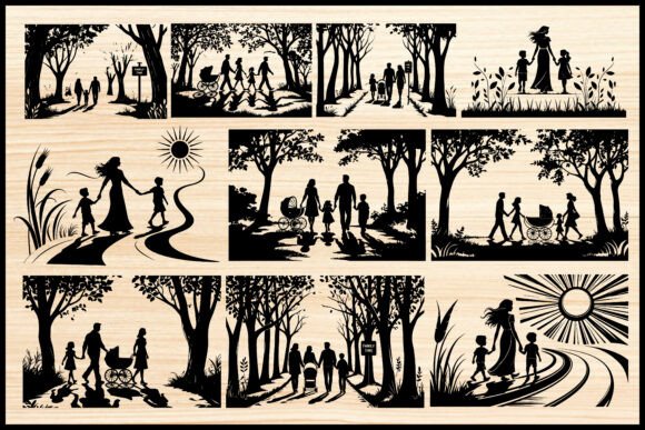Family Walk Nature Vector Bundle for Crafts & Graphics