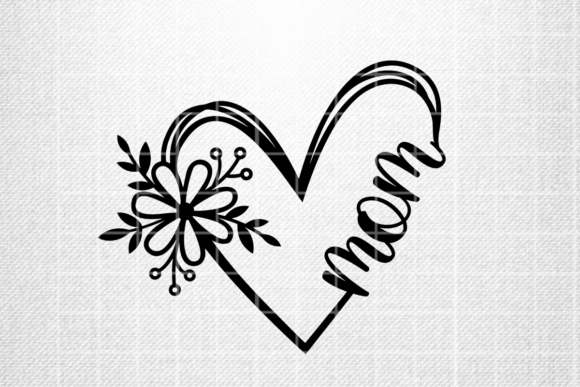 Mom Flower Heart SVG for Crafts and Graphics