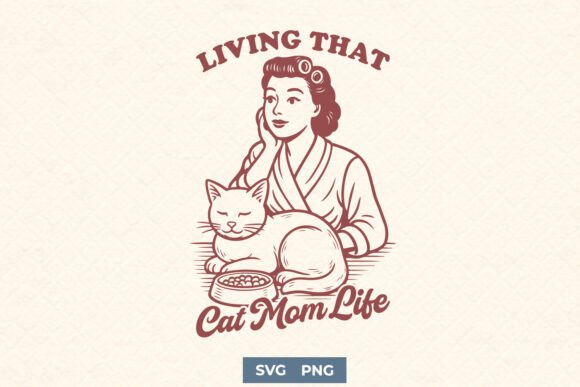 Retro Cat Mom SVG for Crafts and Graphics